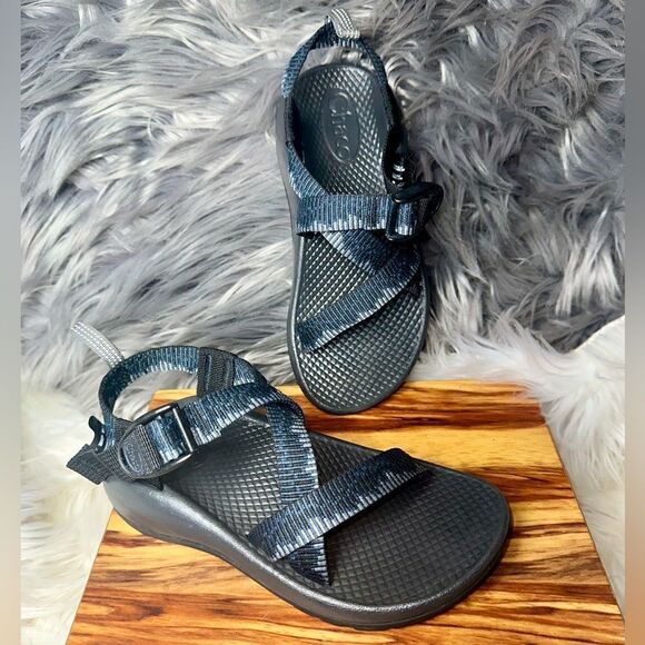 Chaco Sandals Youth J180271 Kid’s sandals Size 2/33EUR STRAPS BLACK BLUE GRAY - Picture 1 of 10